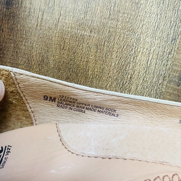 Söfft Leather Peep Toe Heels Size 9M | Woven Cutout Detail | Cream Beige Comfort - Picture 10 of 10